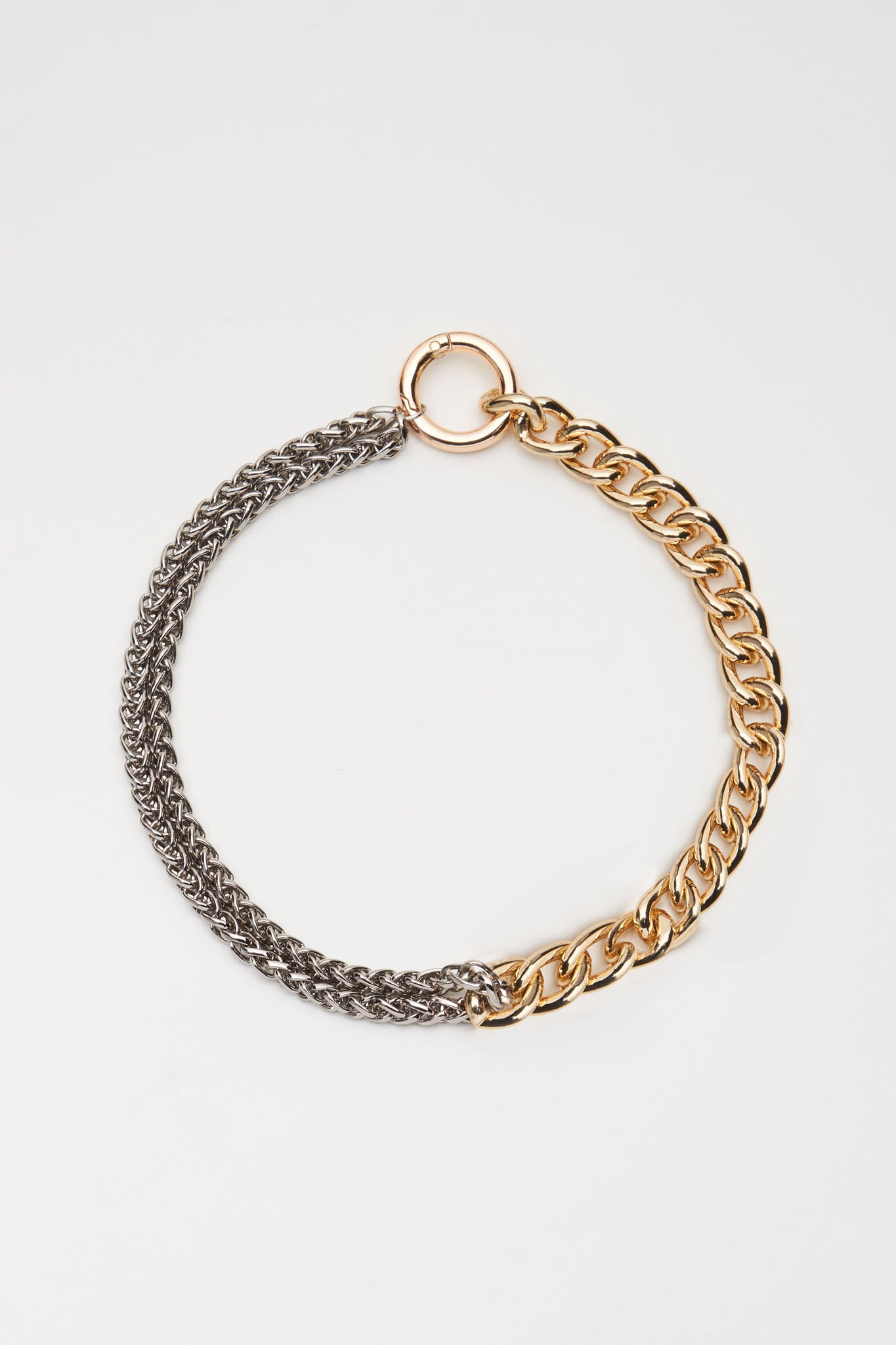 Mixed Interwoven chain choker in silver and gold