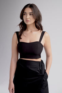 Cropped bra top in black