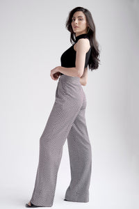 High waist wide leg pants in black and white