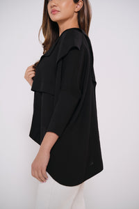 Cut out layered shirt in black