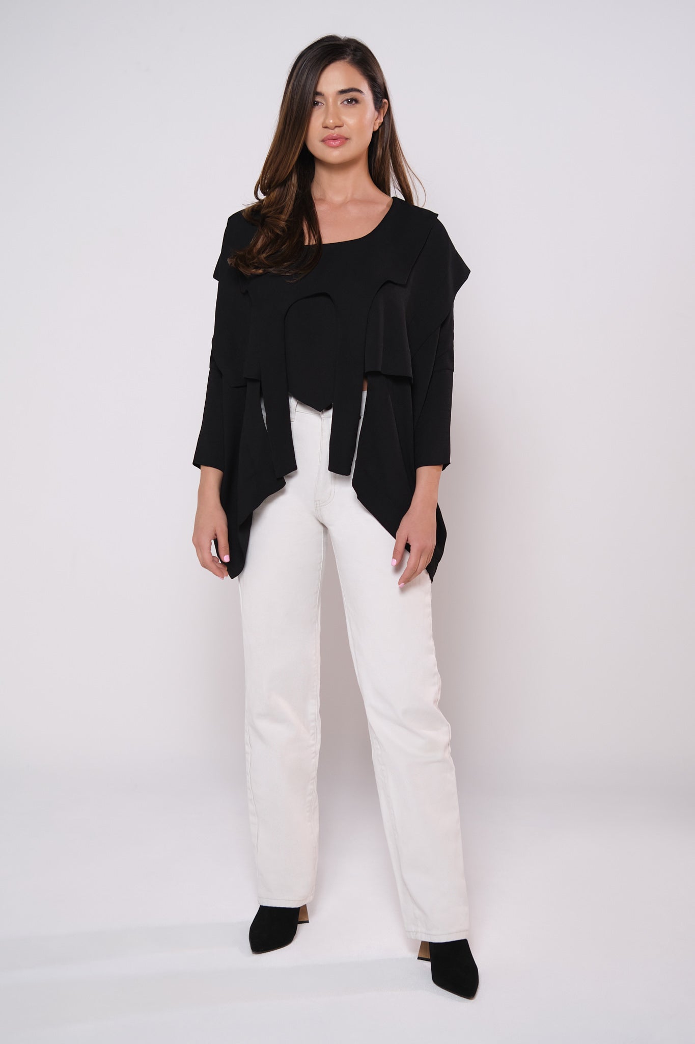 Cut out layered shirt in black
