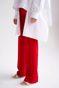 High waist wide leg pants in red