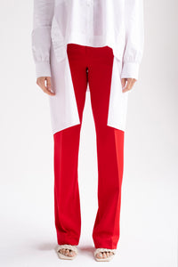 High waist wide leg pants in red