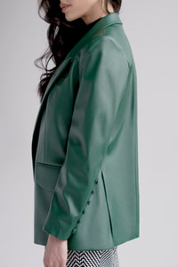 Vegan leather blazer in green