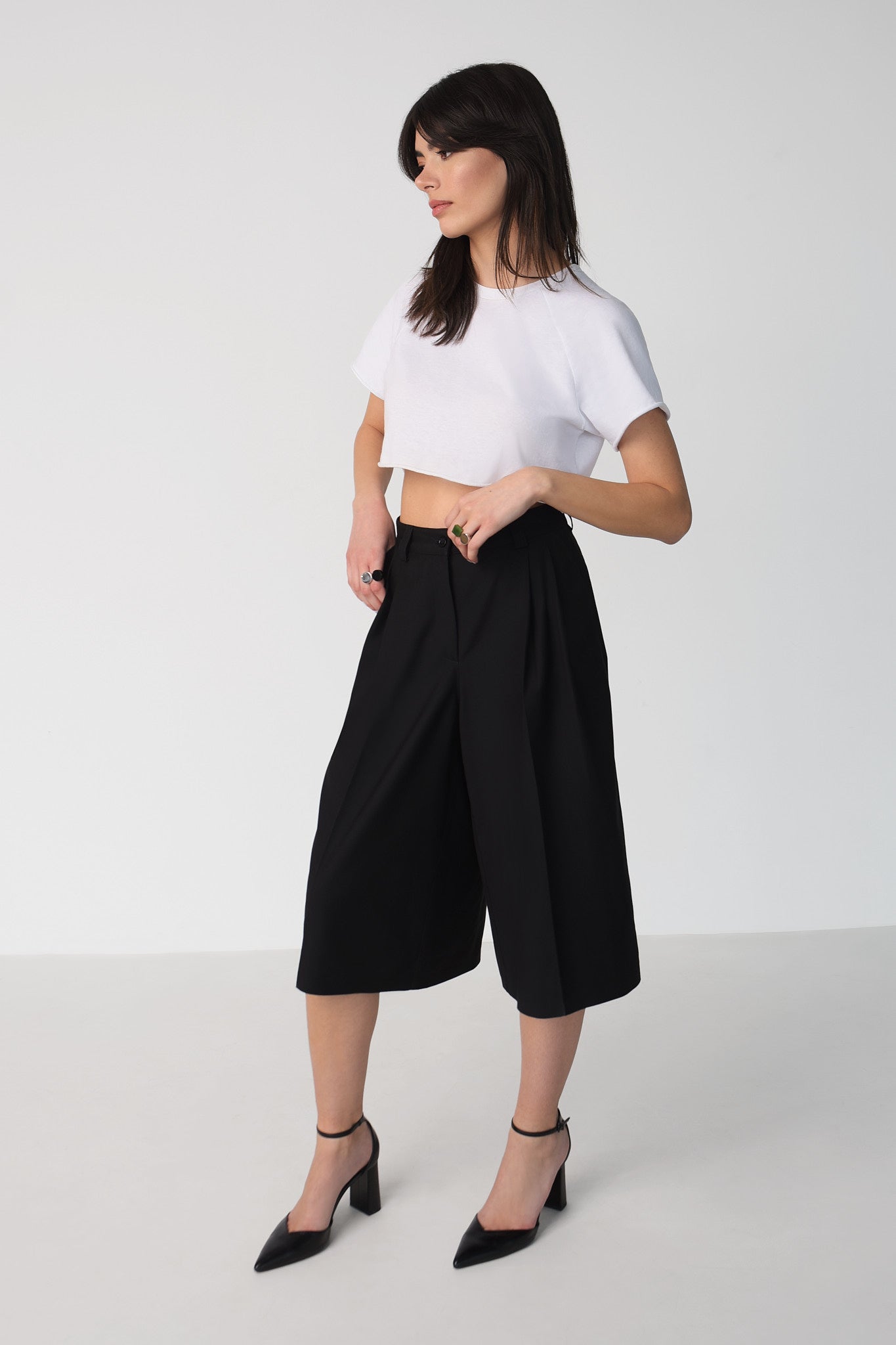 High waist culottes in black