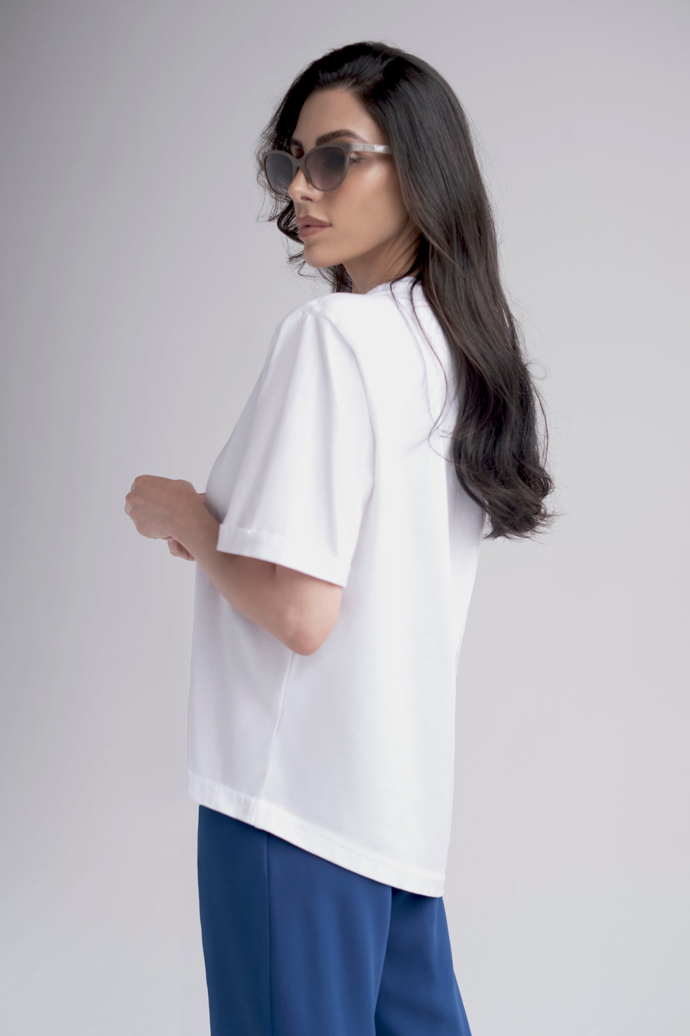 Ararat shirt with padded shoulders in white