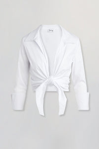 White collar shirt with front tie in white