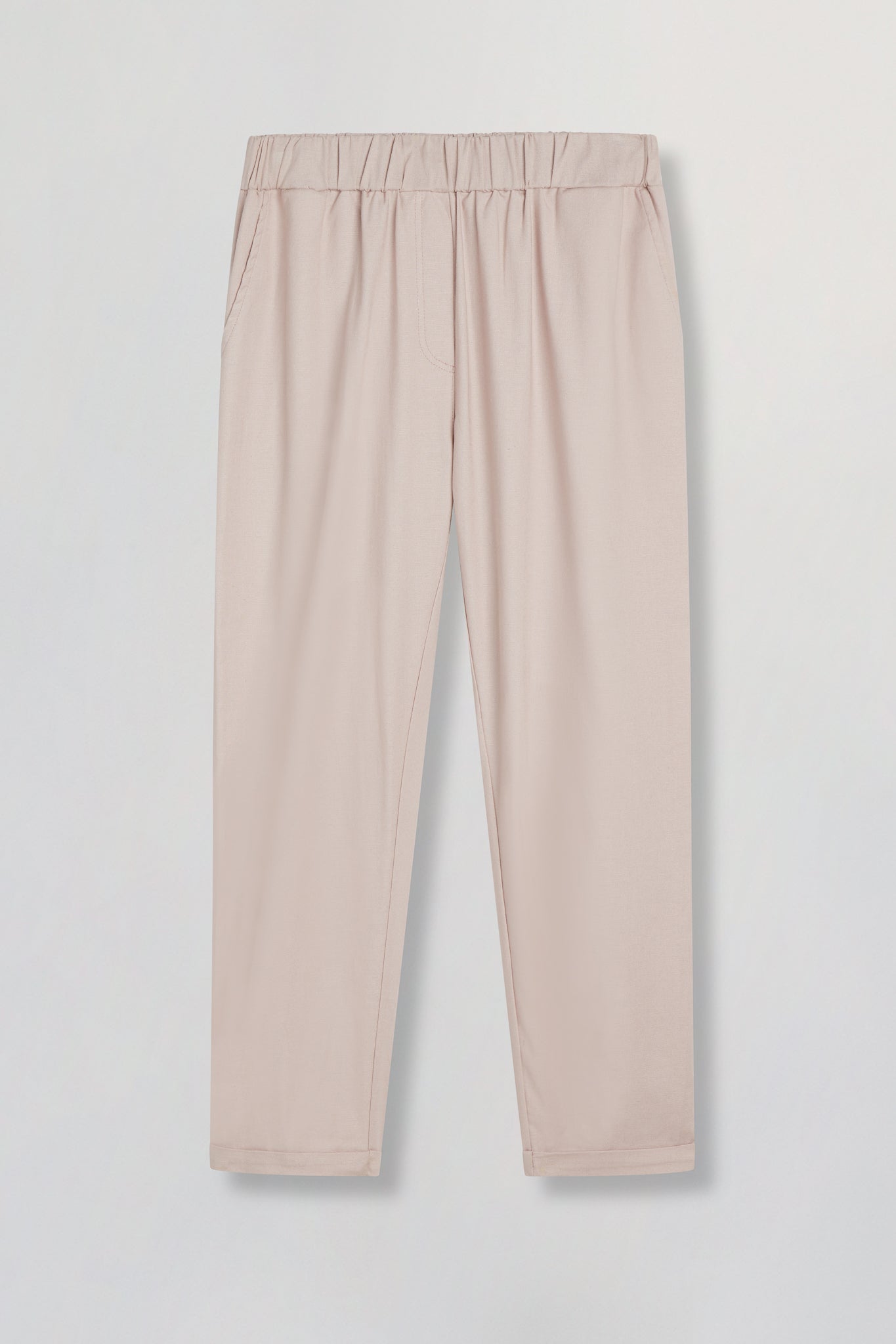 Relaxed linen pants with pockets in tan