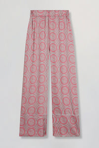 Satin wide leg pants in pink heritage print
