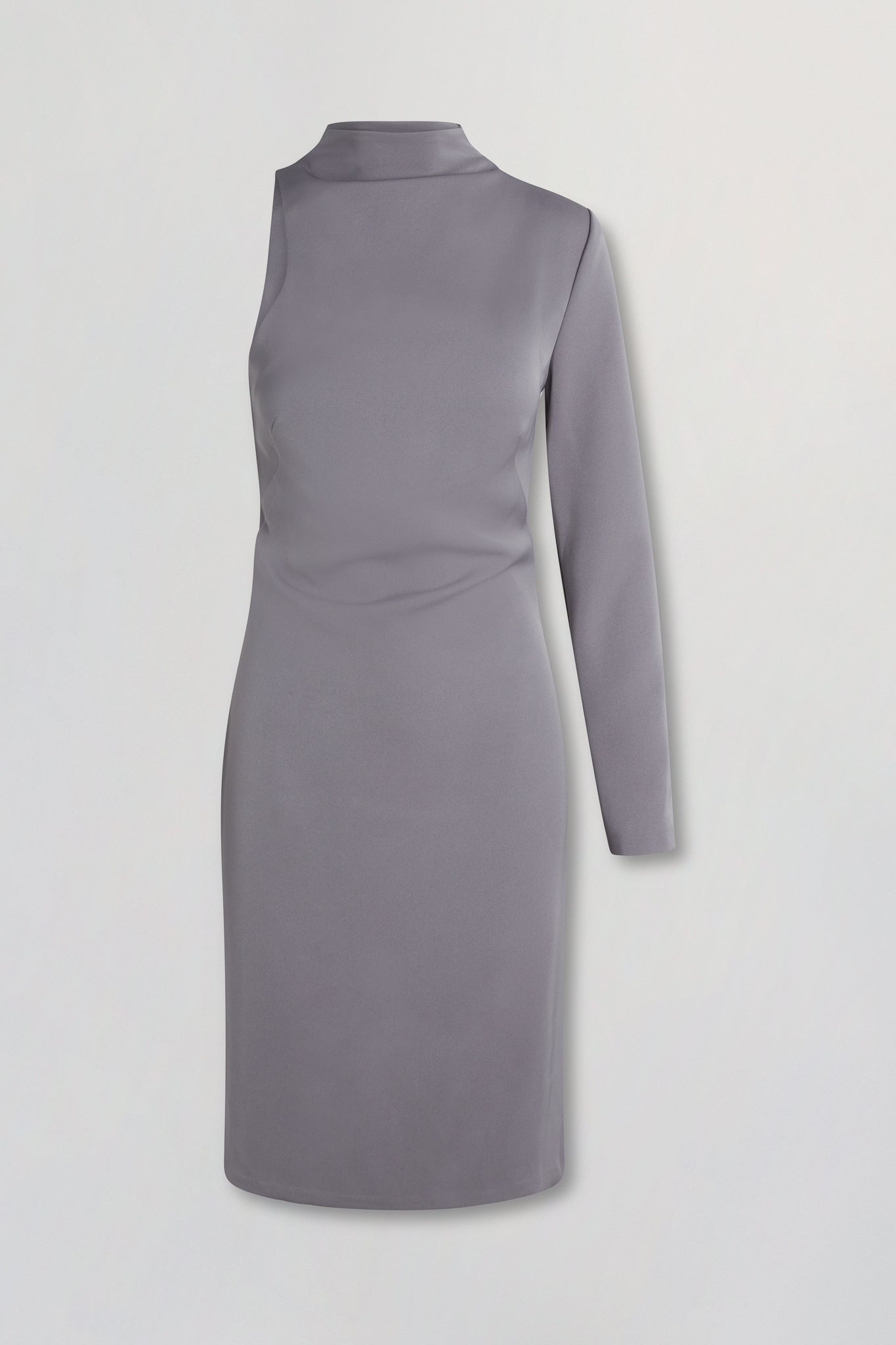 Single sleeve midi dress in gray