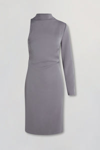 Single sleeve midi dress in gray