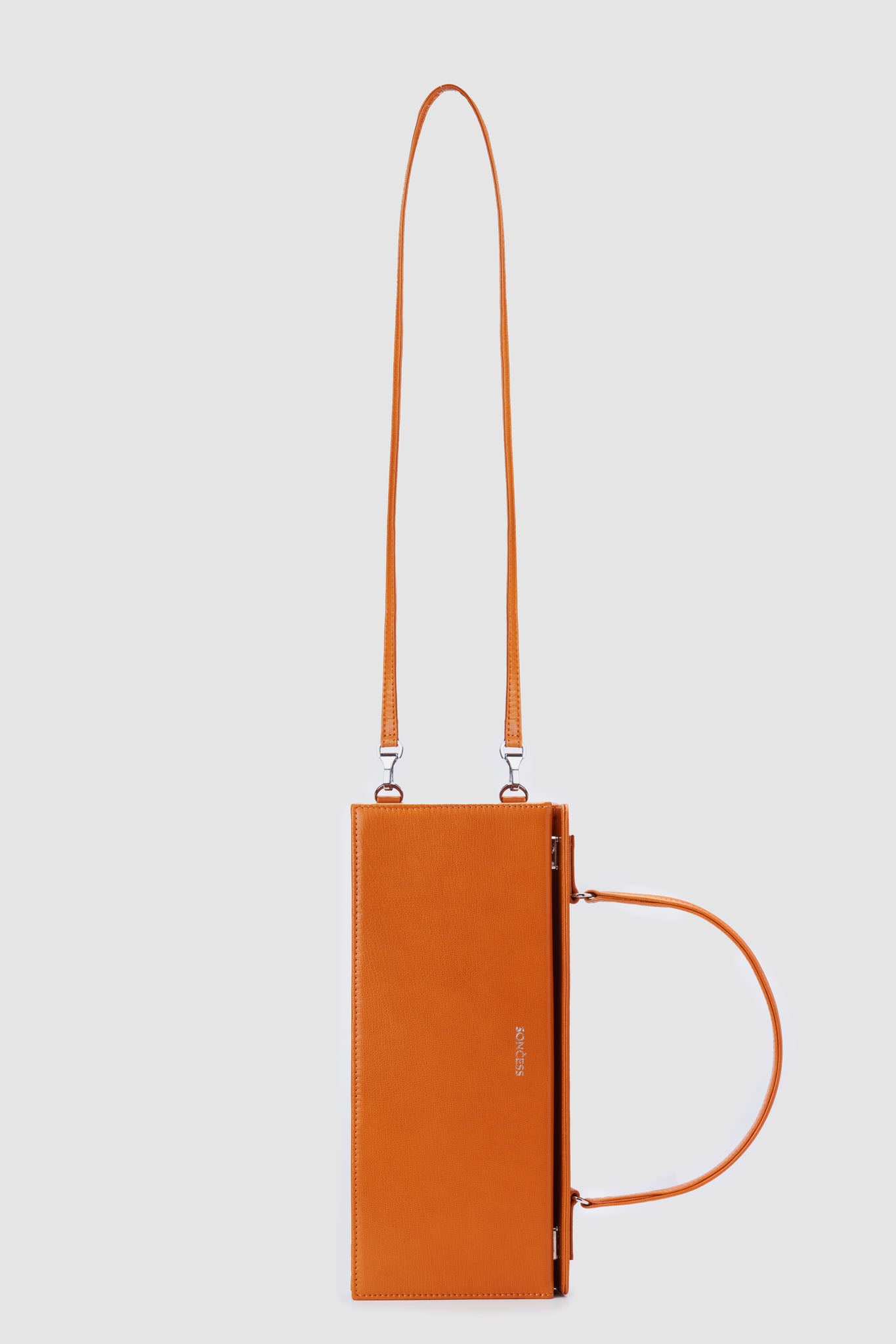 Structured rectangle shoulder bag in orange